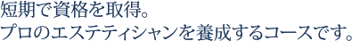 短期で資格を取得。プロのエステティシャンを養成するコースです。